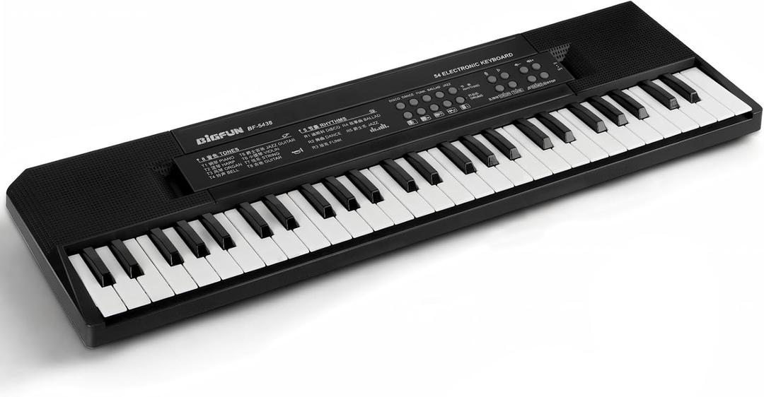 LeeQee Kids Keyboard Piano, 54 Keys Kids Piano with Microphone & USB Cable, Portable Electronic Musical Toy Piano for Kids Ages 3-12, Educational Beginner Instrument Gift for Boys Girls (Black)