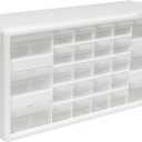 Akro-Mils 26-Drawer Plastic Drawer Storage Cabinet for Garage Organization, Bead Organizer, Building Bricks Storage, Teacher Toolbox, Makeup Organizer, 20" W x 6" D x 10" H, 10124 White