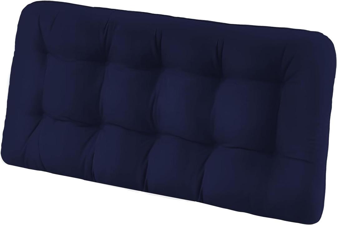 Tufted Bench Cushions for Outdoor Furniture, 44" x 19" Porch Swing Cushions Filled with Foam, Overstuffed Patio Cushions for Bench Loveseat with 2-3 Seats,Thick and Water Resistant, Navy