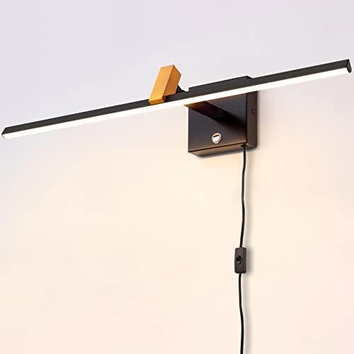 MantoLite LED Dimmable Bathroom Mirror Vanity Light Fixture 24inch 14W Cabinet Picture Wall Lights, Indoor Lightings Wall Sconce with Ajustable Arm Bedside Reading Lamp, Pulg in Display Lamps Black