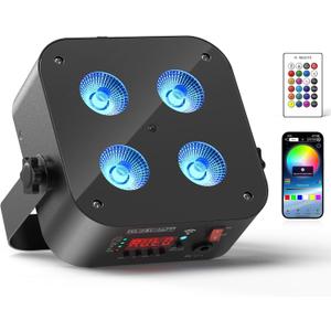 Mini Rechargeable Par Lights, 4 * 18W RGBWA UV 6 in 1 Battery Powered Upights, APP & Wireless DMX Control Stage Lights, Uplighting for Wedding Birthday Party Festival
