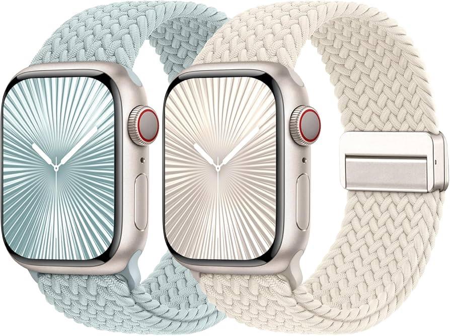 Braided Stretchy Bands with Magnetic Clasp Compatible for Apple Watch Band 38mm 40mm 41mm 42mm 44mm 45mm 46mm 49mm Women Men, Nylon Sport Solo Loop for iWatch Series 11 10 9 8 7 6 5 4 3 Ultra 3 2 1 SE