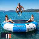 10/12/15FT Inflatable Water Trampoline for Lake Floating Trampoline | Heavy Duty Design with D Rings, Ladder & Ropes, Suitable for Lake Pool Ocean, No Pump Included
