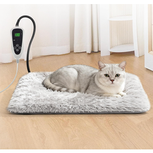 GOLOPET Cat Heating Pad 17 x 13 in with Smart Thermostat Switch and Power Line Protection Tube,Obtained MET and UL Dual Certification,Waterproof Pet Heating Pad for Cats, with Long Velvet Cloth Cover