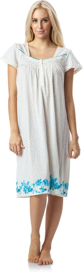 Casual Nights Women's Botanic Lace Short Sleeve Nightgown (XL)