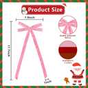 12 Pcs Velvet Bows for Christmas Tree, Pink Bows Ornaments for Garland Wreath Gift Wrapping Candy Bags Party DIY Decorations(8 x 17 Inch, Width of 1")