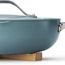 Tramontina All-in-One Plus Pan Set, 5-Quart Ceramic Non Stick Cooking Pan with Lid, Steamer Insert, Bamboo Utensil and Trivet, Blue