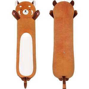 Long Red Panda Plush Body Pillow, 35 Inch Soft Stuffed Animal Hugging Toy, Cute Cuddle Cushion for Sleeping, Orange