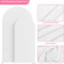 Putros Wedding Arch Cover 7.2FT, 6FT White Spandex Fitted Round Top Chiara Backdrop Stand Covers 2 Set for Wedding Birthday Party Decoration