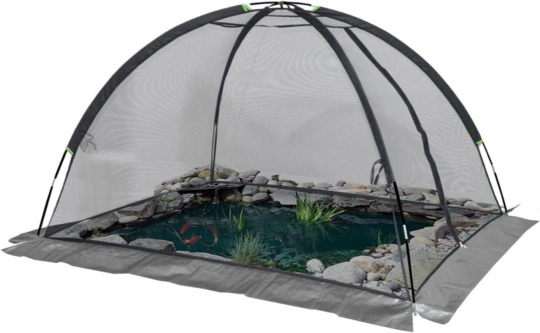 Ponds Cover Dome Net - 13X17FT for Outdoor Fish Koi Leaves Garden Winter Protection Netting Plant Covering Tent with Zipper Stakes