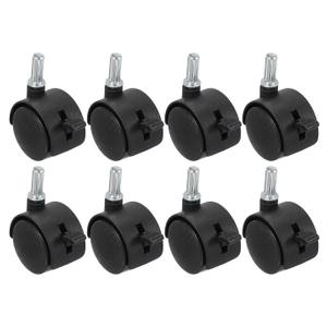 PATIKIL Office Chair Wheels Replacement 1.5", 8 Pcs Nylon Heavy Duty Office Furniture Casters Wheels with Universal Wheel for Hardwood Floor Carpet, Black(with Brake)