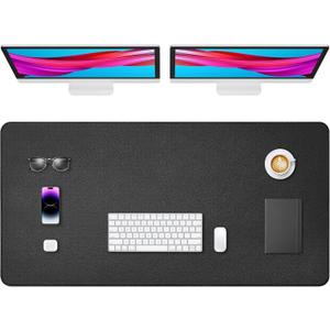 Leather Desk Pad Protector, Office Desk Mat, Large Mouse Pad, Non-Slip PU Leather Desk Blotter, Waterproof Computer Desk Writing Pad for Office and Home (Black, 47.2" x 23.6")