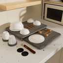 VERIFOST 2025 2PCs Large Drying Stone for Kitchen Counter, Stone Drying Mat for Kitchen Counter, Quick Drying Matt Kitchen Counter, Diatomaceous Earth Dish Mat with Non-slip Feet Midnight Gray