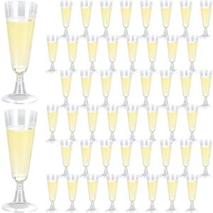 50Pack 4.5oz Plastic Champagne Flutes  Elegant Disposable Toasting Glasses for Weddings, Parties & Celebrations  Shatterproof & BPA-Free