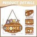 Winnie Welcome Sign for Door Decor, the Pooh Welcome to Our Home Sign with Interchangeable Holiday Sign, Welcome Sign for Home Farmhouse, Perfect for Christmas Thanksgiving Gifts, Housewarming Gifts