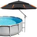 7FT Above Ground Pool Umbrella Adjustable Pool Shade with Tilt Design, Heavy Duty Outdoor Umbrella for Above Ground Pool, Pool Umbrella for Inside of Pool with Wind Stakes & Storage Bag