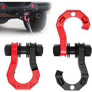 3/4" D Ring Separate Shackles, 52,910lbs Break Strength Easy Open Towing Winch Shackles, Heavy Duty Shackles with 7/8" Screw Pin for Tow Strap Winch Off Road Vehicle Recovery, BlackRed