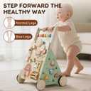 Lehoo Castle Wooden Baby Walker, Adjustable Speed Montessori Walker with Activity Center for Boys Girls, Baby Push Walker Toys for 1 Year Old Learning to Walk