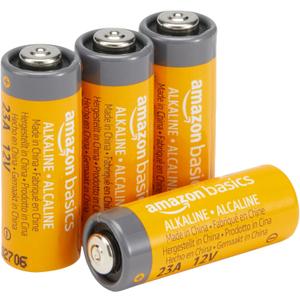 Amazon Basics 4-Pack 23A Alkaline Battery, 12 Volt, Long-Lasting Power, for Key Fobs and Garage Door Openers