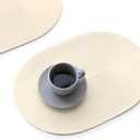 FunWheat Oval Braided Placemats Set of 6 Table Mats for Dining Tables Washable Heat Resistant Place Mats for Indoor Outdoor Use 12 x18 Inch(Oval Beige, 6pcs)