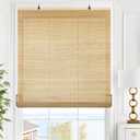 LazBlinds Cordless Bamboo Blinds, Roll Up Shades for Windows, Light Filtering Hanging Window Blinds, Bamboo Shades for Patio Indoor/Outdoor Porch, 34'' W x 72'' H, Carbonized
