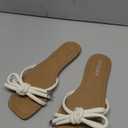 FITORY Women's Flat Sandals Square Open Toe Thong with Cute Knot for Summer Size 6-11 (9, White)