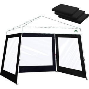 Clear Canopy Sidewalls for 10x10 Slant Leg Pop Up Tent,3 Pack Sunwalls Only,(Black)