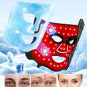 LED Light Therapy mask (E106A) for Face, LED Light Therapy Mask with Adjustable Brightness and Timer, Soft Silicone Red Light Therapy Mask for Home & Travel, Black
