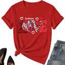 Valentine Day Girl Love Heart Shirt – Kids Valentine Day Cute Cat Short Sleeve Love Heart Boy Tee Top (Red, M)
