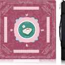 Mahjong Mat - Neoprene PlaymatNon-Slip Noise Reduction, 32.4x32.4 Inch American Mahjong Mat for Table, Poker, Cards, Dominoes & Board Game mat, Foldable with Carrying Bag (Pink)