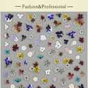 2 x 5D Embossed Flower Nail Stickers for Nail Art - Flower Nail Art Sticker Spring Floral Leaf Plant Nails Decals Self-Adhesive Nails Arts Supplies Manicure Summer Flowers Stickers for Nails Decoration (Style02)