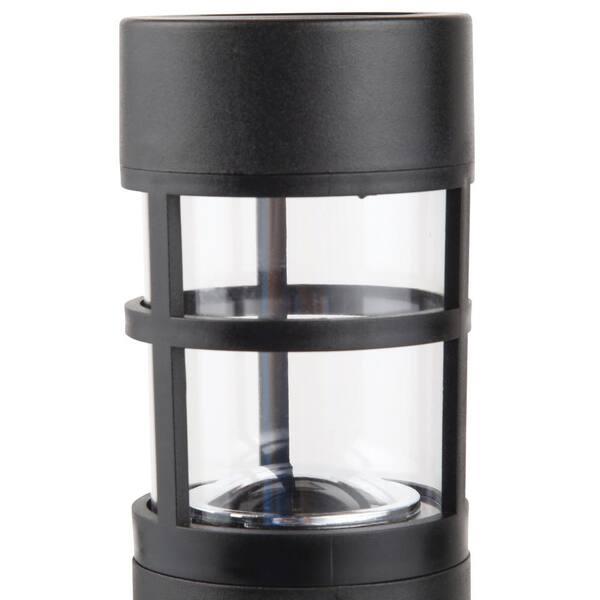 Solar Black Outdoor Integrated LED Landscape Path Bollard Light, Pack of 7