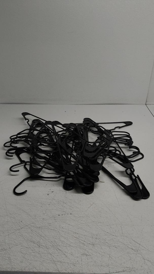 Our Modern Space 28 Pack Adult Plastic Hanger for Shirt Pants Coats Dresses Skirts Suits Jackets - Standard Thick Coat Hanger - Sturdy & Durable Design with Shoulder Grooves Hook - Black