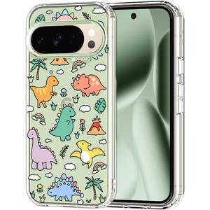 MOSNOVO Case for Google Pixel 10 Pro XL, [Buffertech 6.6ft Military-Grade Drop Protection] [Anti Peel Off Tech] Clear TPU Bumper Phone Case Cover Design - Dinosaur Land