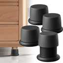 1.6-2.6 Inch Adjustable Bed Risers, Durable ABS & Anti Slip Bed Stoppers for Headboard, Suitable for Small Furniture Risers, Such As Table Risers, Chair Risers, Desk Leg Riser, Black 4 Pack