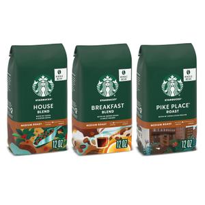 Starbucks Medium Roast Whole Bean Coffee, Variety Pack, 3 bags (12 oz each), Best By 29 DEC 2025 