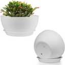 12 inch Plant Pots Pack of 2, Plastic Planter with Drainage Holes and Saucers, Plant pots for Indoor Outdoor Use, Flower Pots for All House Plants (White)