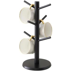 Kitsanery Mug Holder Tree, Coffee Cup Holder, Coffee Mug Tree with 6 Hooks, Home Storage Mug Hooks (Black)