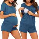Ekouaer Printed Maternity Pajamas Pregnancy Pjs Breastfeeding Sleepwear Soft Nursing Shirts and Maternity Shorts XL