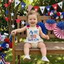 FYBITBO Newborn Baby Boy Girl 4th of July Outfit My 1st 4th of July American Flag Romper Onesie Cute Summer Clothes (White)