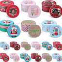 LemonRoad 18 Pack 5.2 Inch Round Christmas Cookie Tins with Lids for Gift Giving Holiday Treats, Metal Empty Candy Tin Containers, Small Xmas Cookie Jar for Baking Party Favors(Classic Style)