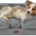 Bedsure Orthopedic Dog Bed for Medium Dogs - Waterproof Dog Sofa Beds Medium, Supportive Foam Pet Couch Bed with Removable Washable Cover, Waterproof Lining and Nonskid Bottom, Grey, 28"x23"x6.5" 