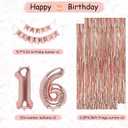 16th Rose Gold Birthday Party Decorations for Girls, Rose Gold Happy Birthday Banner, Fringe Curtains, Heart Foil Balloons, Confetti Balloons, Cake Topper for 16th Birthday Decorations