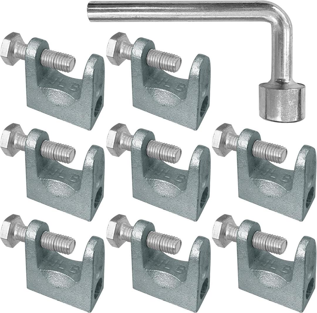 Beam Clamp, 8Pcs, 1" Jaw Opening, 1/2" Diameter Threaded Rod
Adjustable C Beam Clamps, Zinc Plated Iron, Joist Jaw Clamp Tool