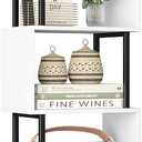 Yusong Bookshelf 5-Tier, Geometric Bookcase S Shaped Book Shelves for Bedroom, Modern Wood Decorative Display Shelf Book Case for Home Office, White and Black