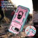 PASNEW Phone Case for Pixel 9A,360 Rotating Ring Kickstand Case & Slide Camera Cover,Military Heavy Duty Full Body Hard Shell Shockproof Phone Cases for Google Pixel 9A,6.3 inch,Pink Green