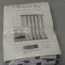 Biscaynebay Extra Long Textured Fabric Shower Curtain 72 W x 84 L, Dark Grey Printed Striped Linen Modern Hotel Luxury Quality Cloth Bathroom Curtains Machine Washable