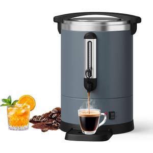 Garvee 14 L/100 Cups Coffee Urn-3.8 gal Double Wall Commerical Coffee Maker for Buffet Catering Wedding Gathering,Large Capacity Hot Coffee Dispenser,Stainless Steel Hot Water Urn-Grey