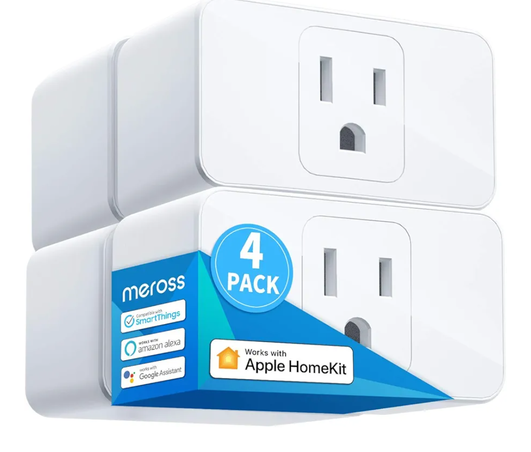 meross Smart Plug Mini, 15A & Reliable Wi-Fi, Support Apple HomeKit, Siri, Alexa, Echo, Google Assistant and Nest Hub, App Control, Timer, No Hub Needed, 2.4G WiFi Only, 4 Pack