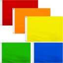 Mixweer 5 Pack 2 x 3 ft Solid Color Multicolor Flags Set - Pure Color DIY Banner With Grommets for Outdoor Lawn, Garden, Backyard, Playground Decoration - 150D Polyester